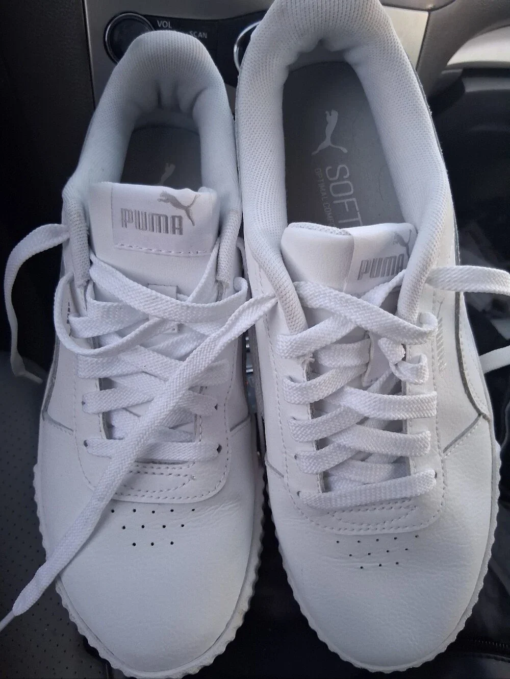 NEW Puma Carina White Low-Top Platform Sneakers